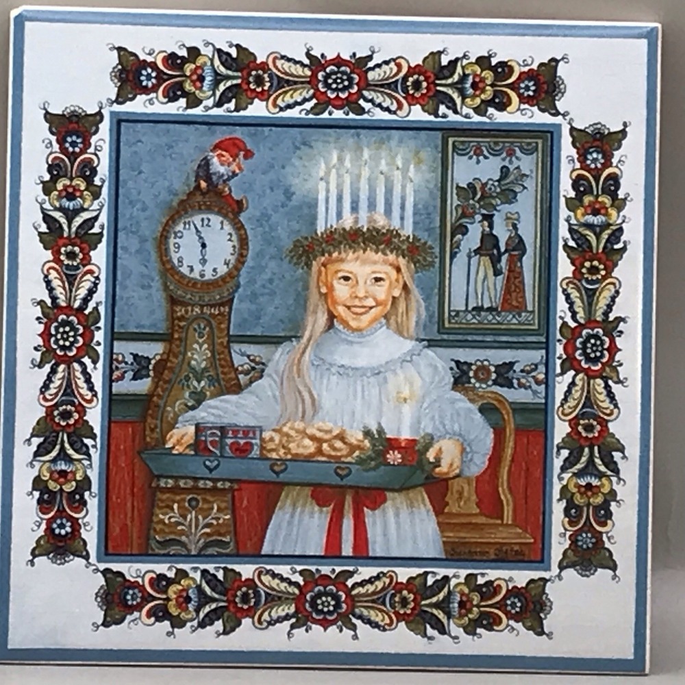 Sankta Lucia Ceramic Art Wall‎ Hanging Or Trivet St Lucia Buns Recipe